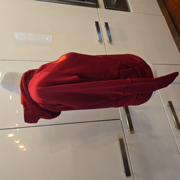 Nike Dri Fit Womens Running Workout Red Hoodie with Orange Swoosh Size Medium - Picture 2 of 10